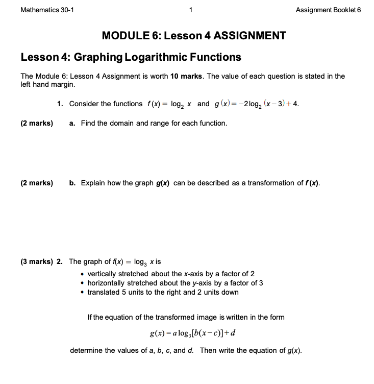 (1 marks) a. What is the exponential function that would describe the