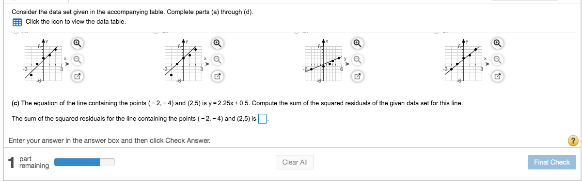 Consider the data set given in the accompanying table. Complete parts