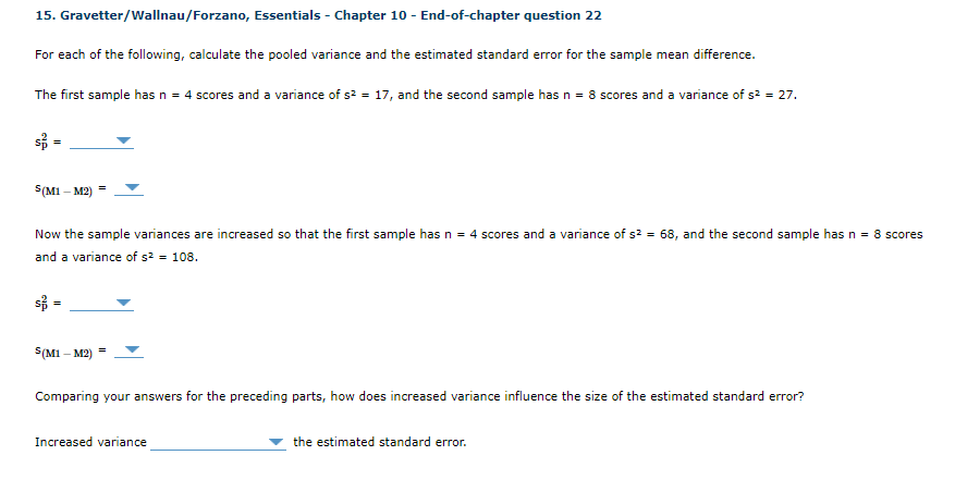 don't need work shown but please tell me which formulas used. Thank