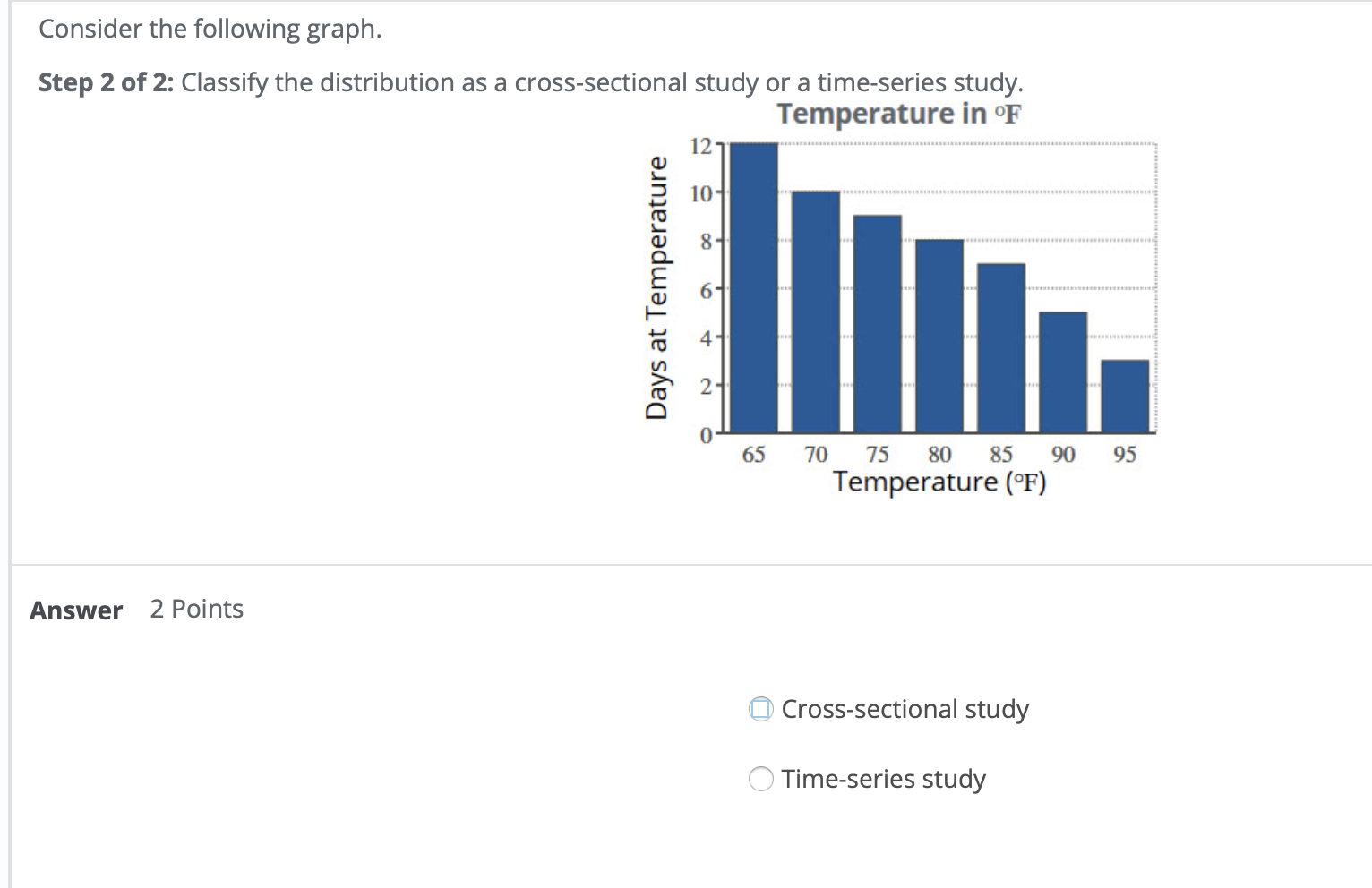 Classify the distribution as a cross-sectional study or a time-series study Consider