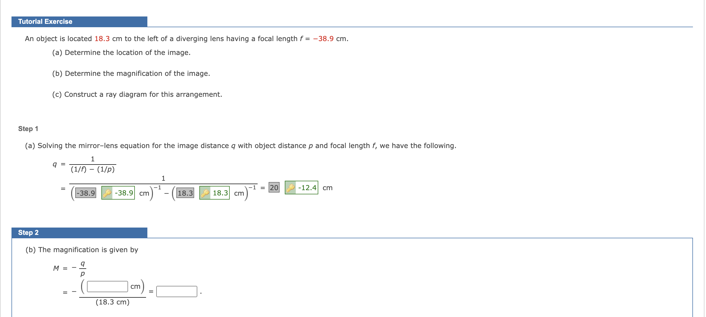  Tutorial Exercise An object is located 18.3 cm to the left