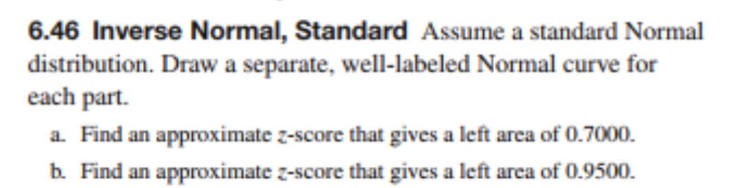 Help with attached problem! 6.46 Inverse Normal, Standard Assume a standard Normal
