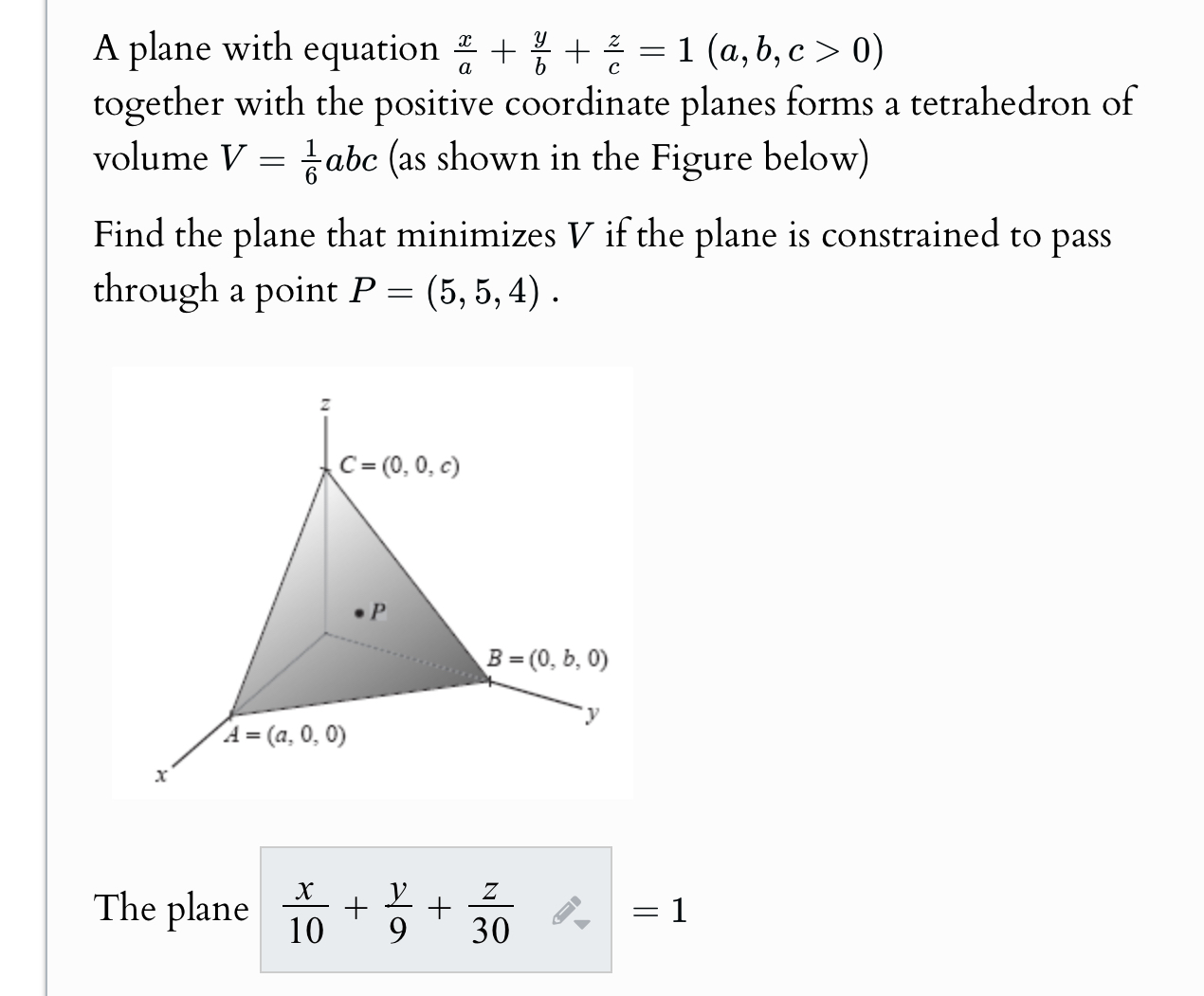  A plane with equation 2 + + 2 = 1 (a,