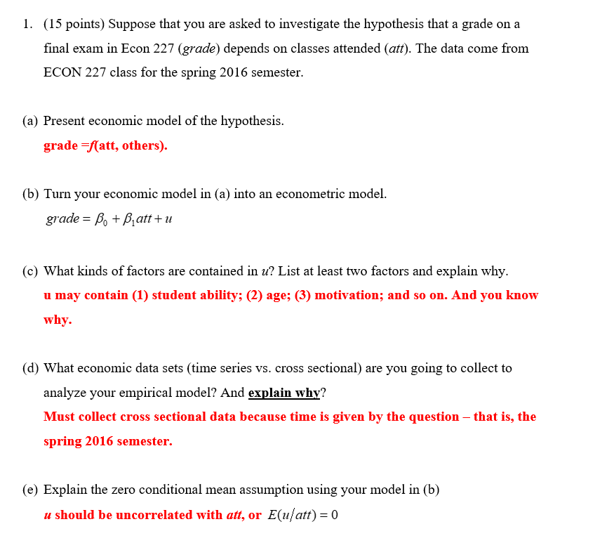 How do I solve this? l. (15 points) Suppose that you are