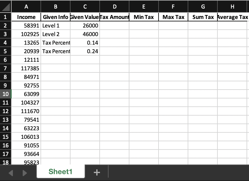 Please help me create excel formula for these questions. A B C