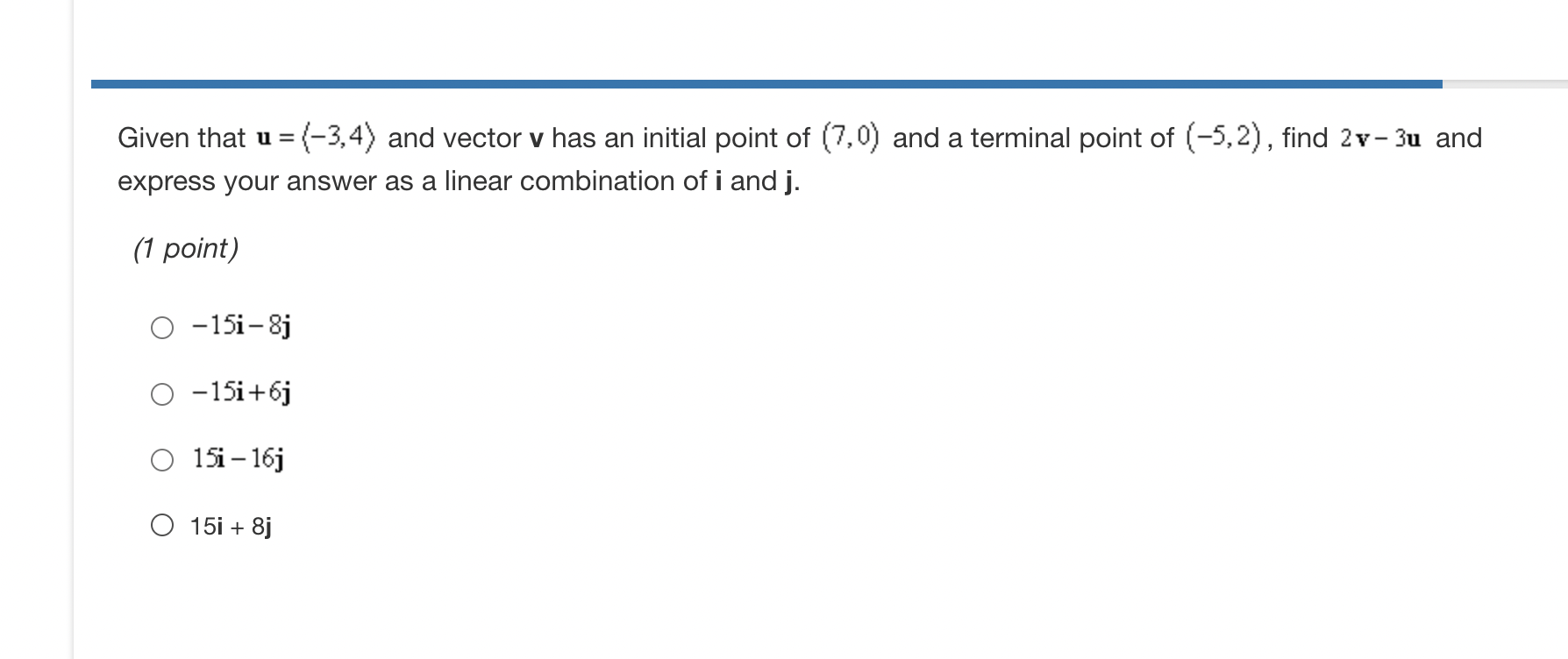 the terminal point of AC if AC =248 . (1 point) O