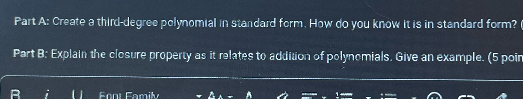 Part A: Create a third-degree polynomial in standard form. How do