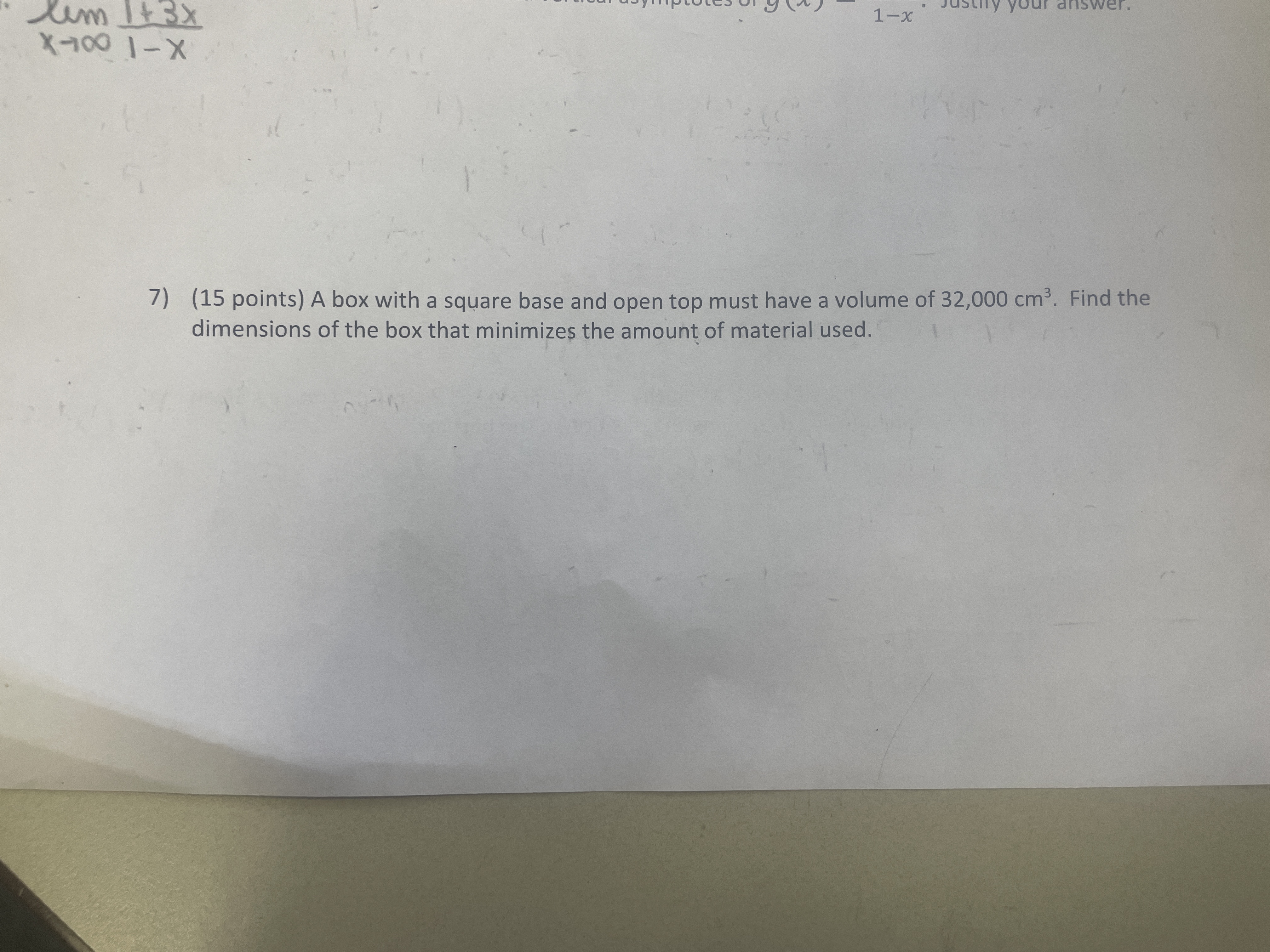  1-x X-100 1 - X 7) (15 points) A box with