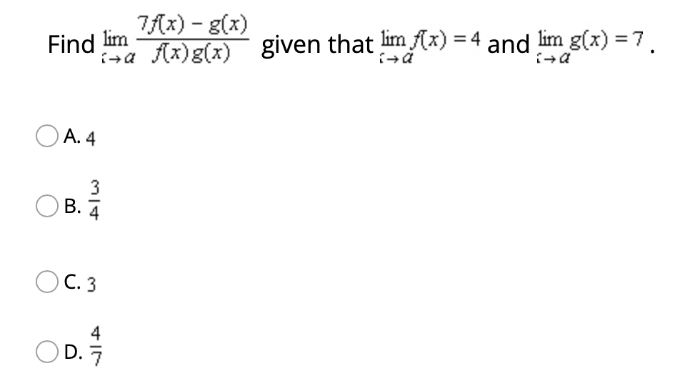 OB.-7 OC- 00.5 0 E. The limit does not exist \f\fFind the