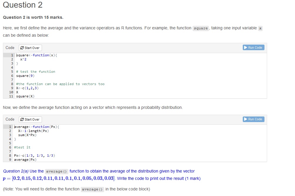 Question 2 Question 2 is worth 15 marks. Here, we first