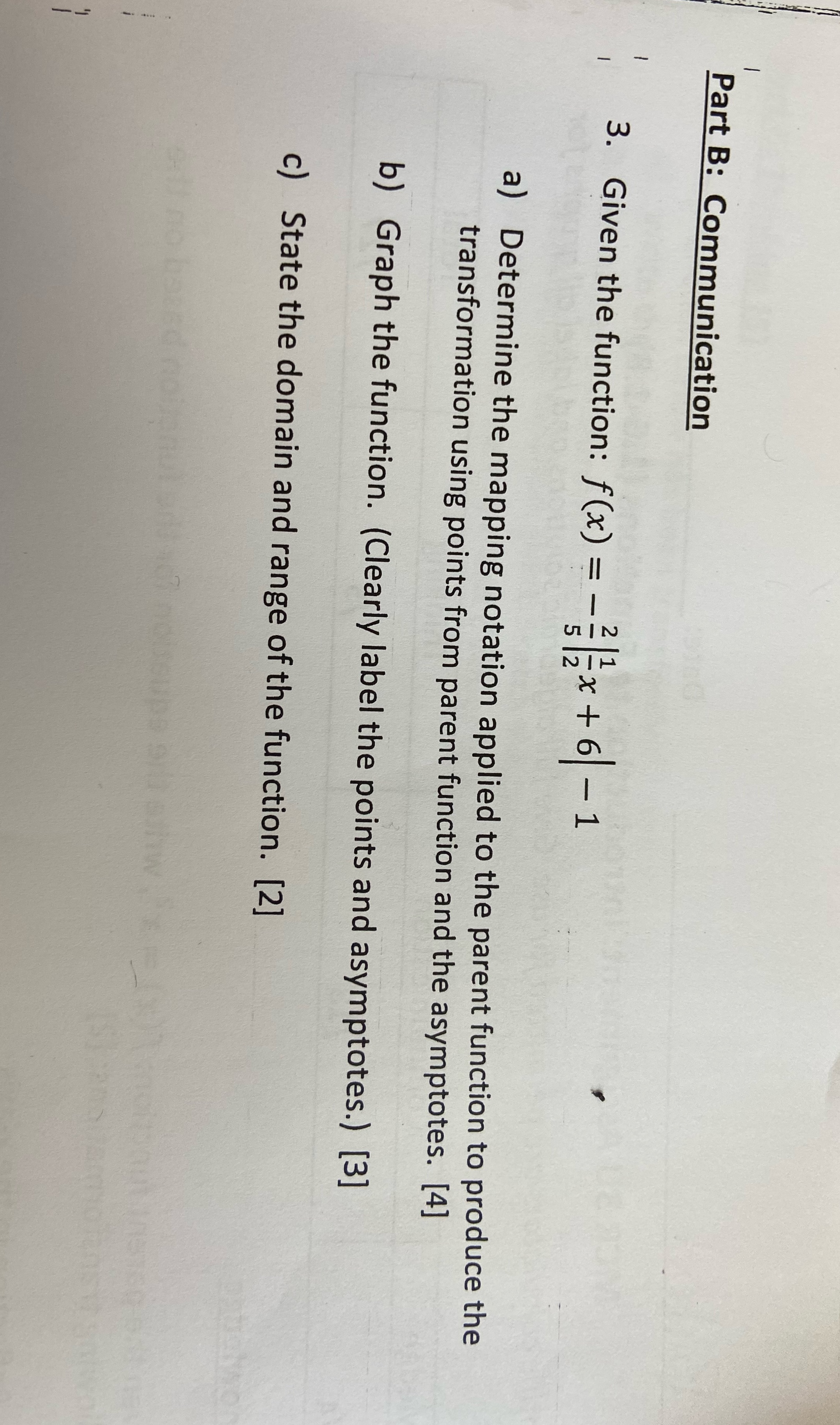Please help me solve this Part B: Communication 3. Given the function:
