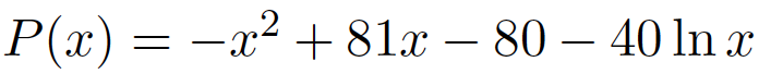 For a product, the profit function is given by: \f