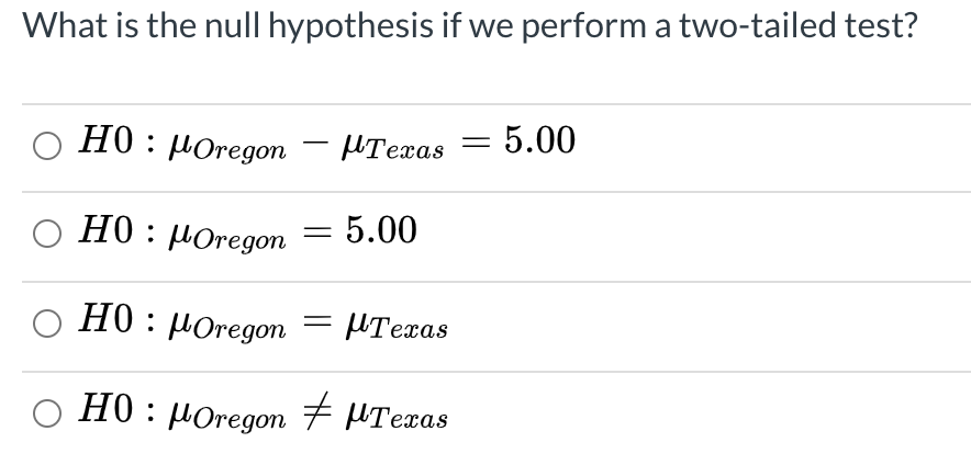 Oregon and ve of the participants live in Texas. The researcher asks