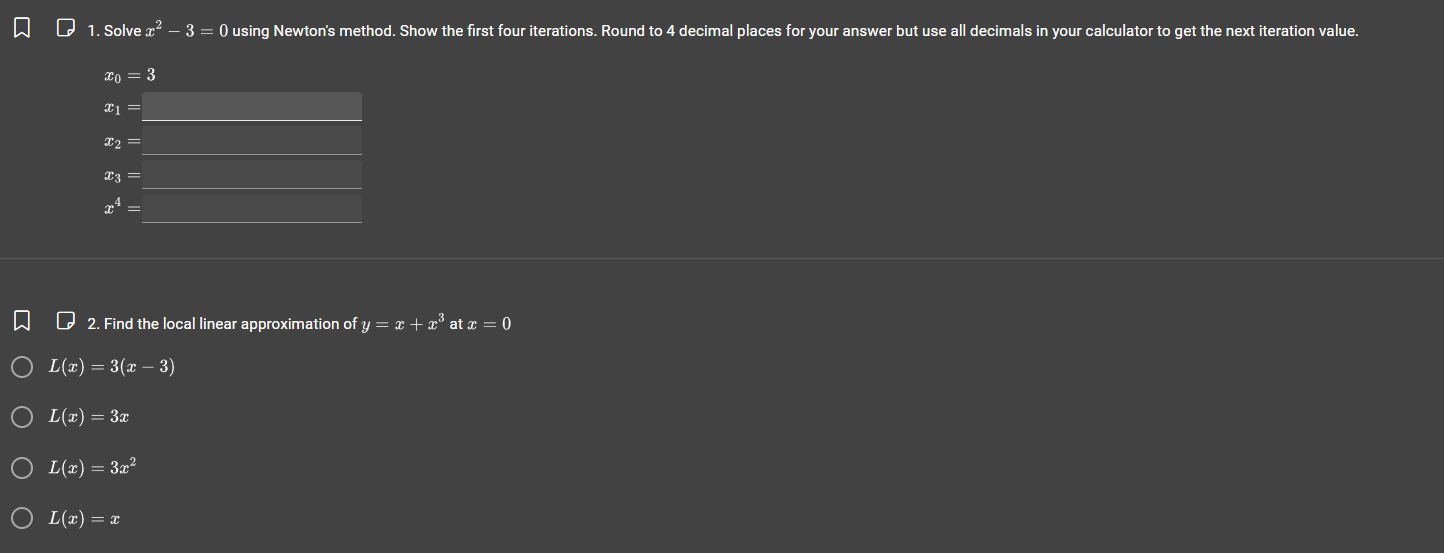  D [P TS = () using Newton's method. Show the first