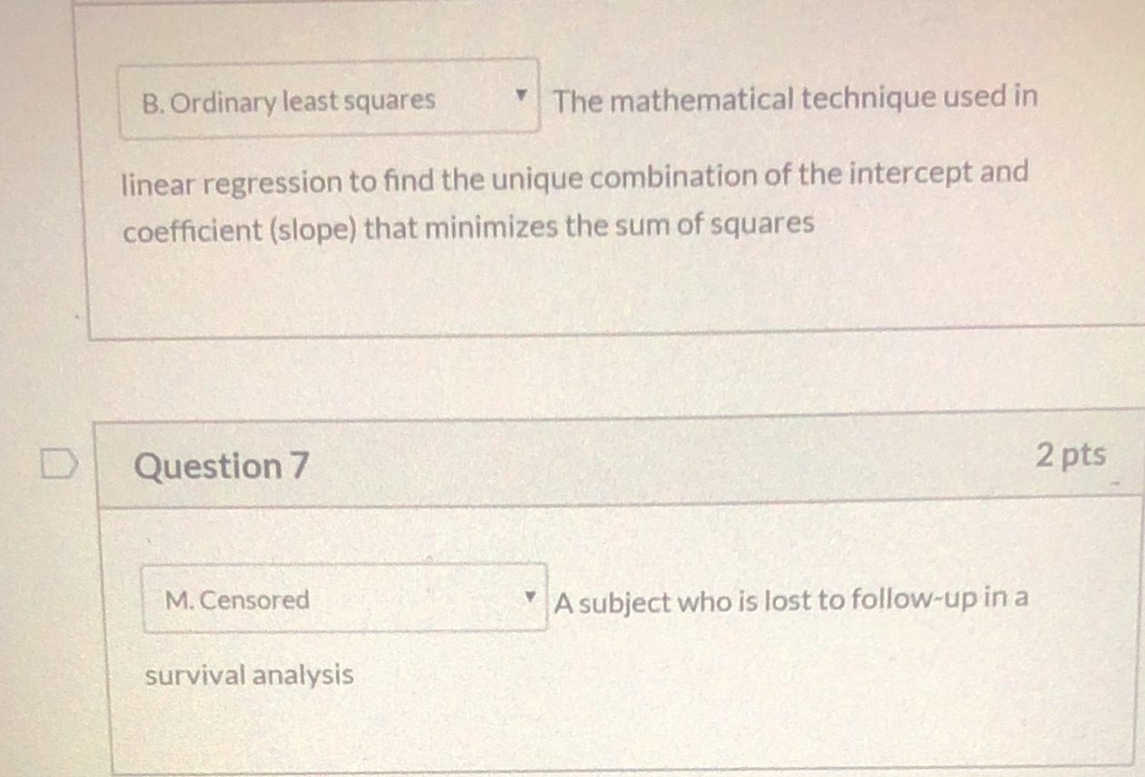B. Ordinary least squares The mathematical technique used in linear regression