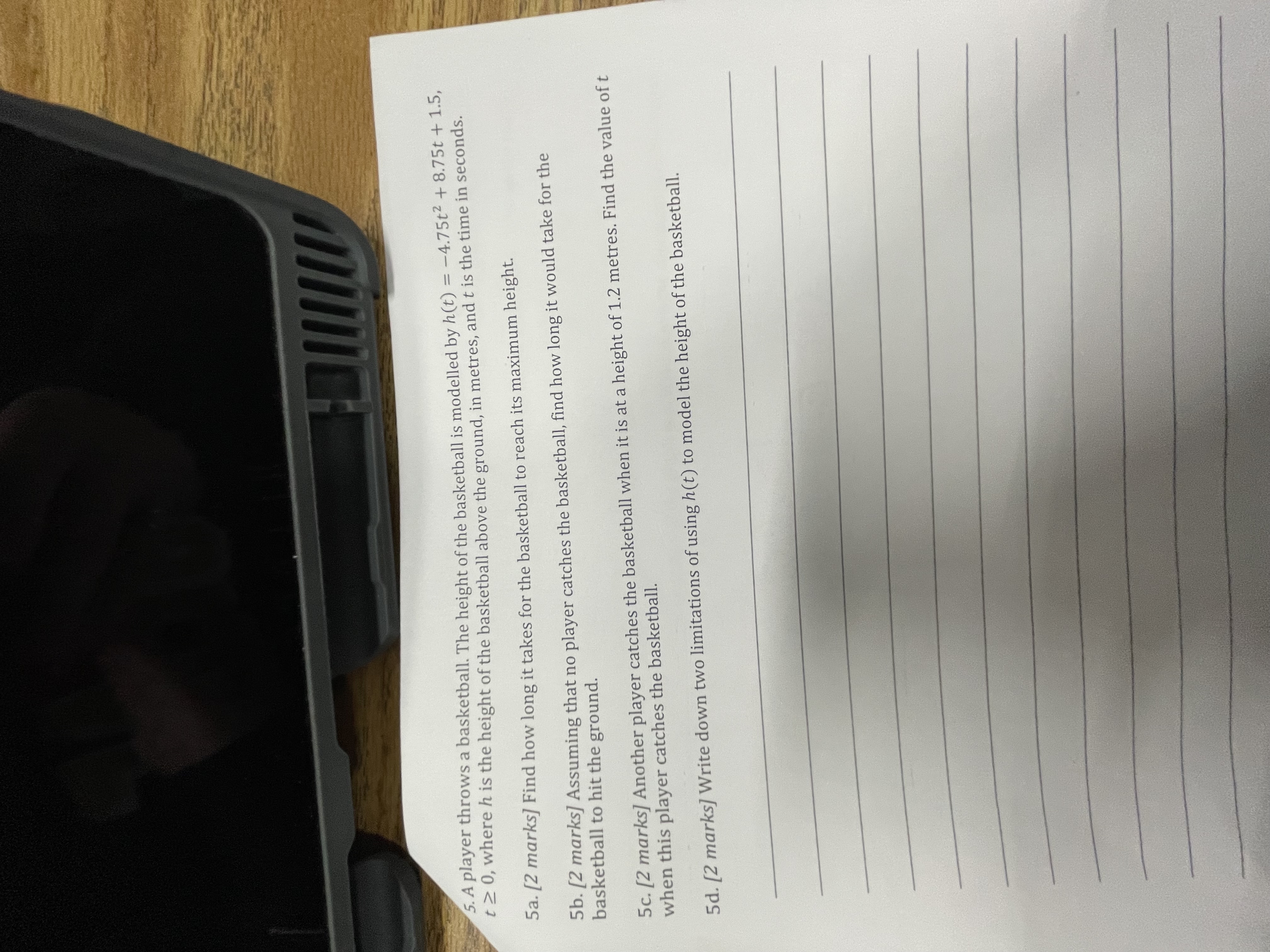 [1 mark] Write down the value of c. 1b. [2 marks] Write