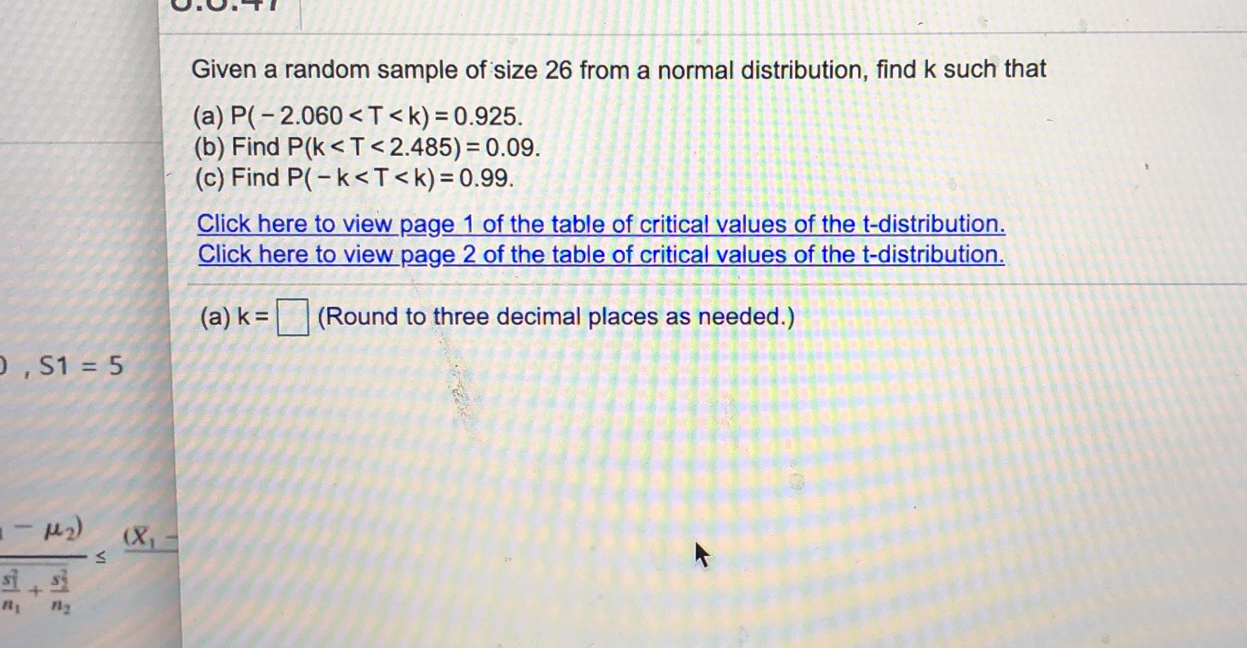Need help with A B and C Given a random sample of