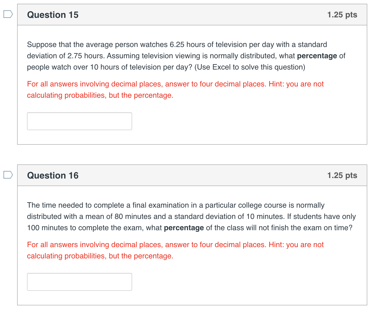 p = 48 and a standard deviation of o = 23.8. Calculate