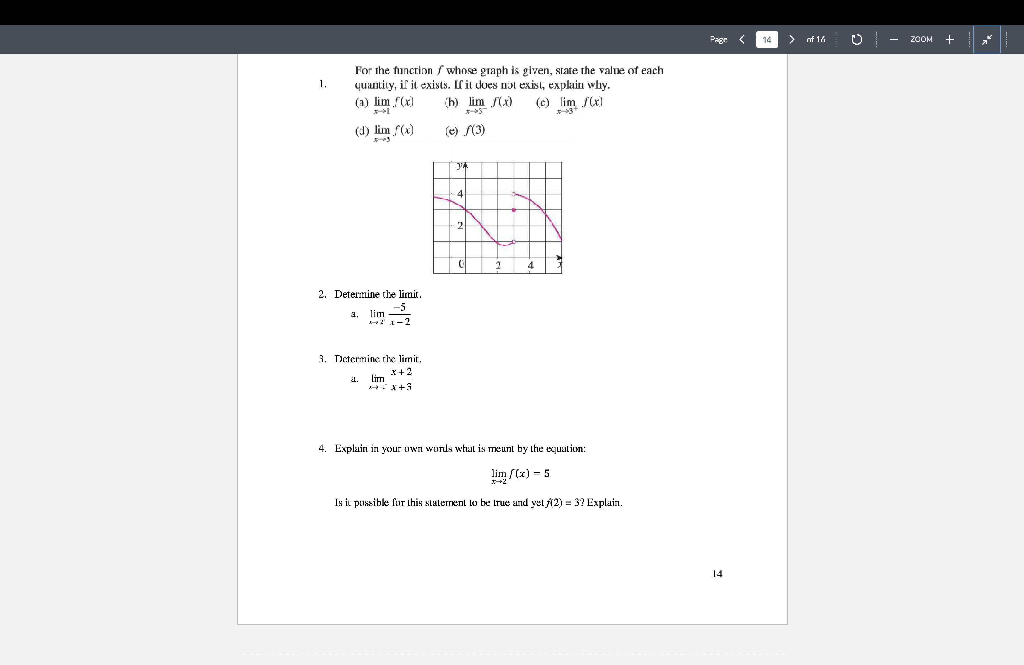  For the function / whose graph is given, state the value