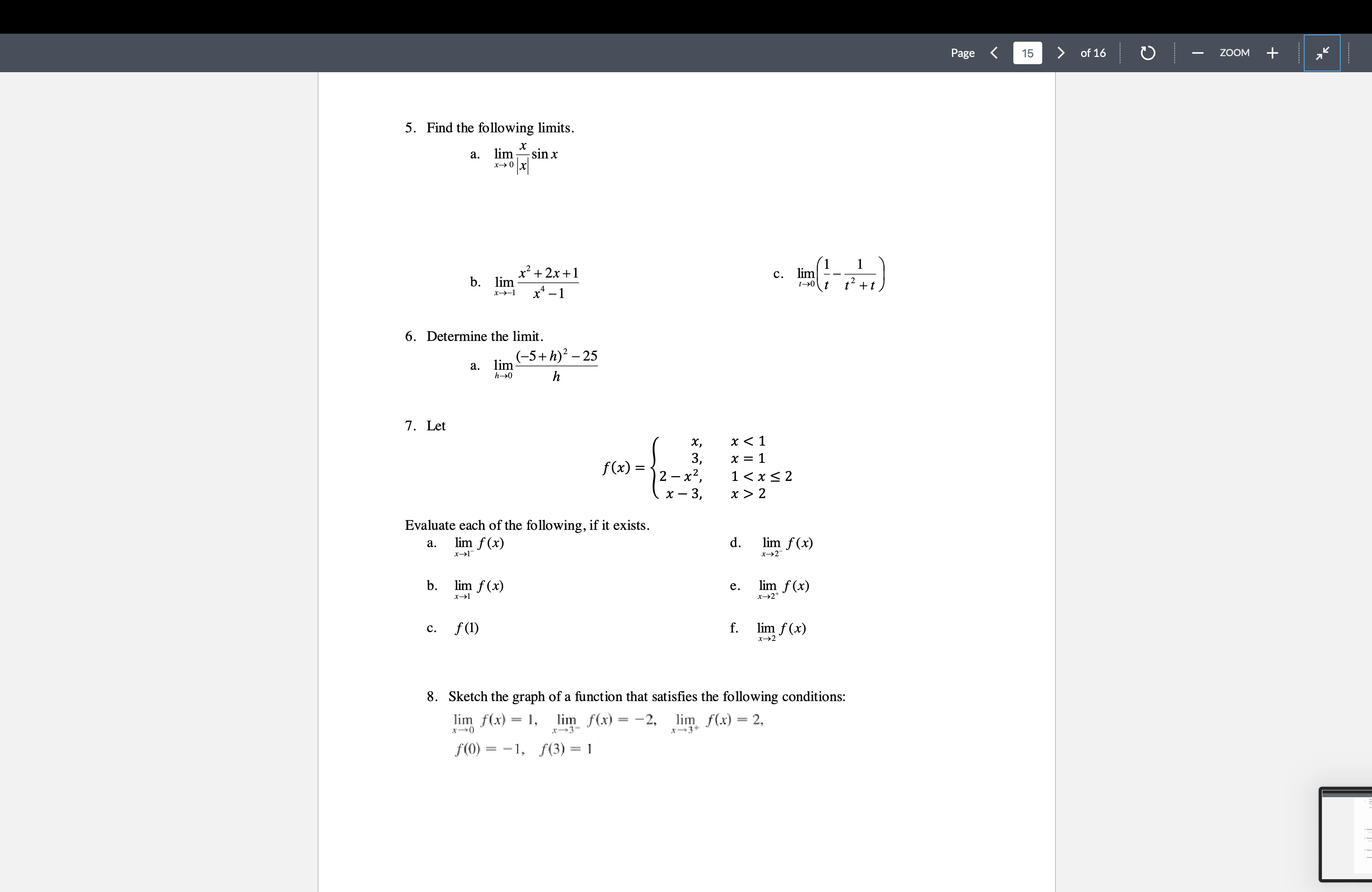 of each quantity, if it exists. If it does not exist, explain