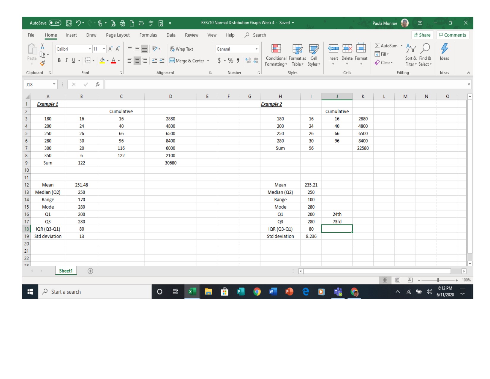  AutoSave . Off 3 - RES710 Normal Distribution Graph Week 4