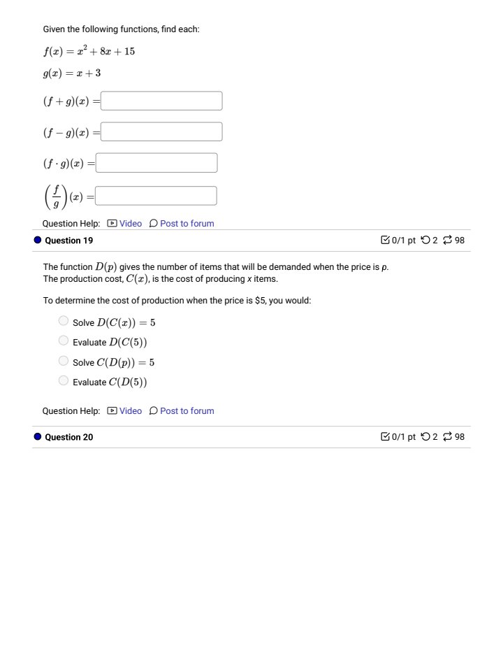 don't use chat gpt ookk Given the following functions, find each of