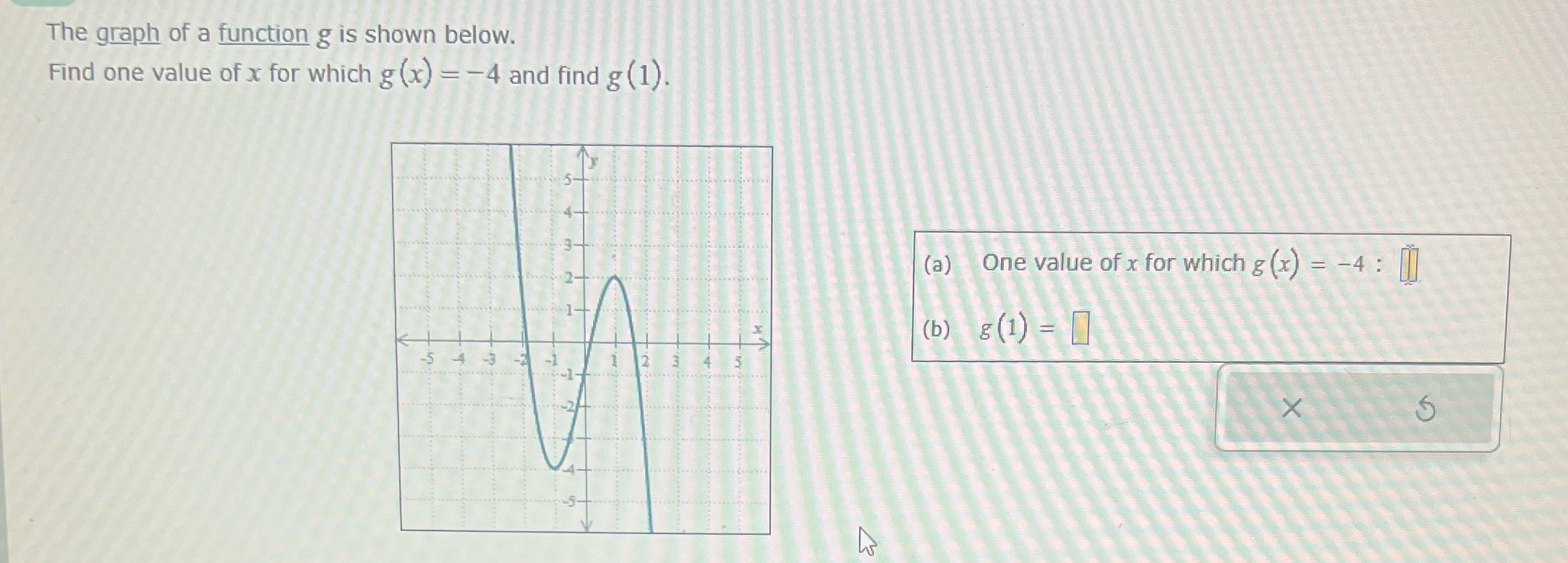 Please help The graph of a function g is shown below. Find
