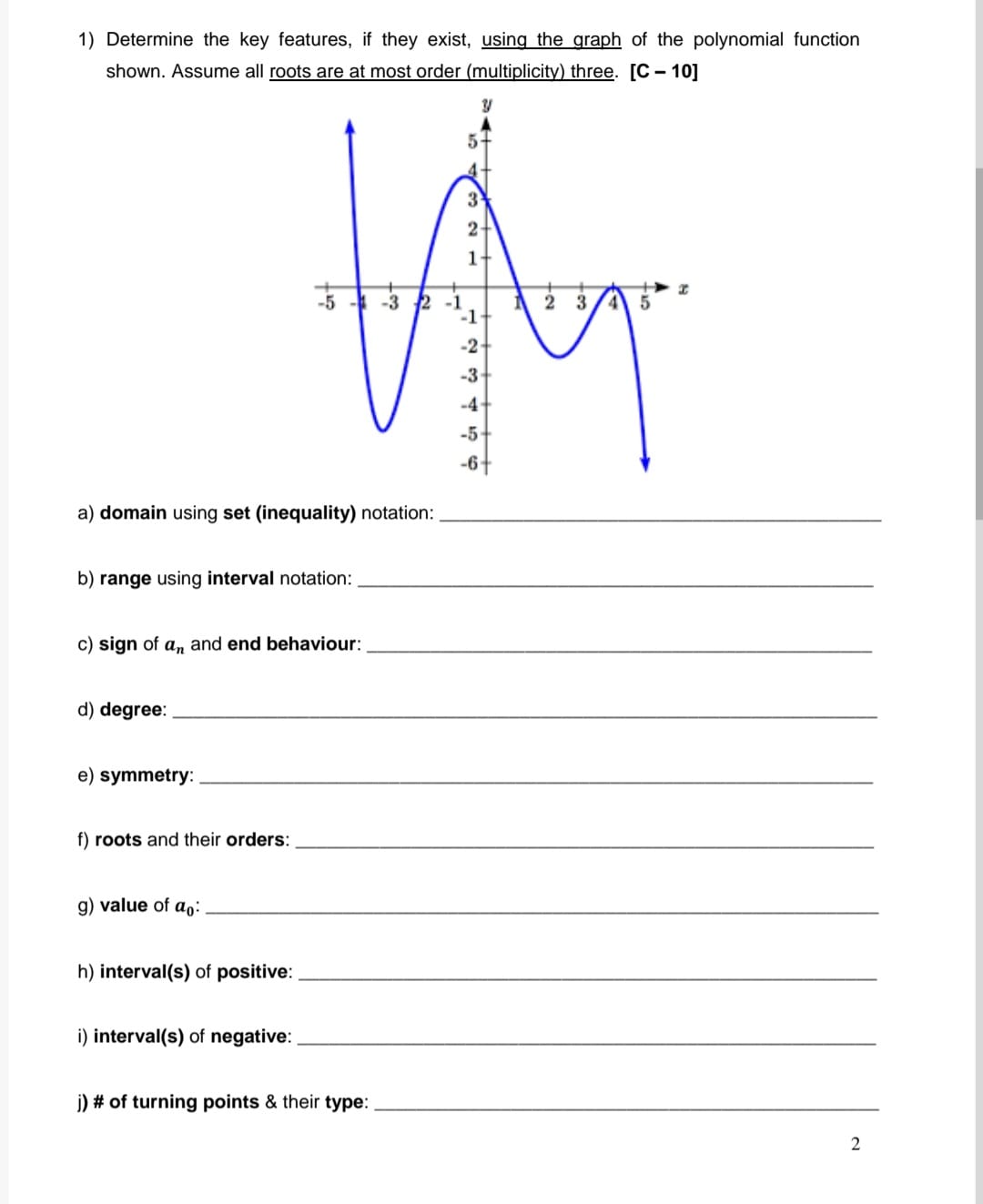  1) Determine the key features, if they exist, using the graph