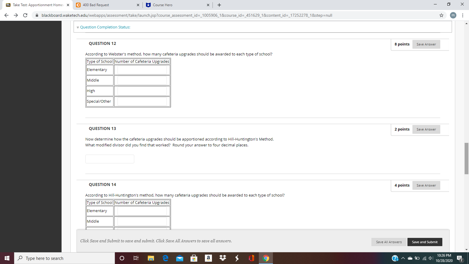 the standard divisor. Round your answer to four decimal places. QUESTION 2