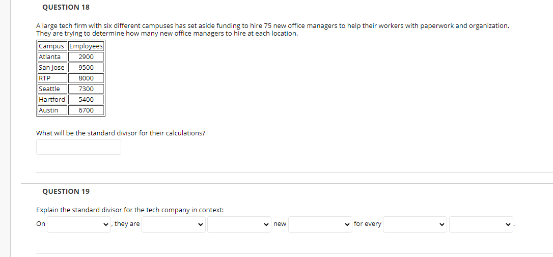 the minimum quotas for Hamilton's method. The minimum quota of cafeteria upgrades