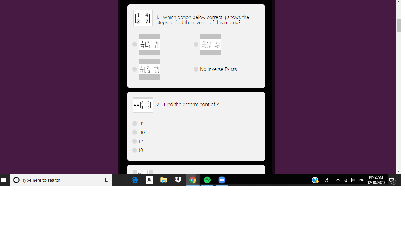 Please be quick like 25 minutes quick 1. Which option below correctly