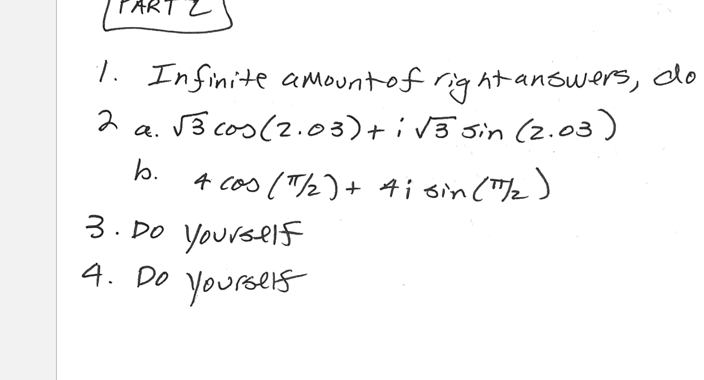 2. Write the complex numbers in polar form a. -1+ 2i (=
