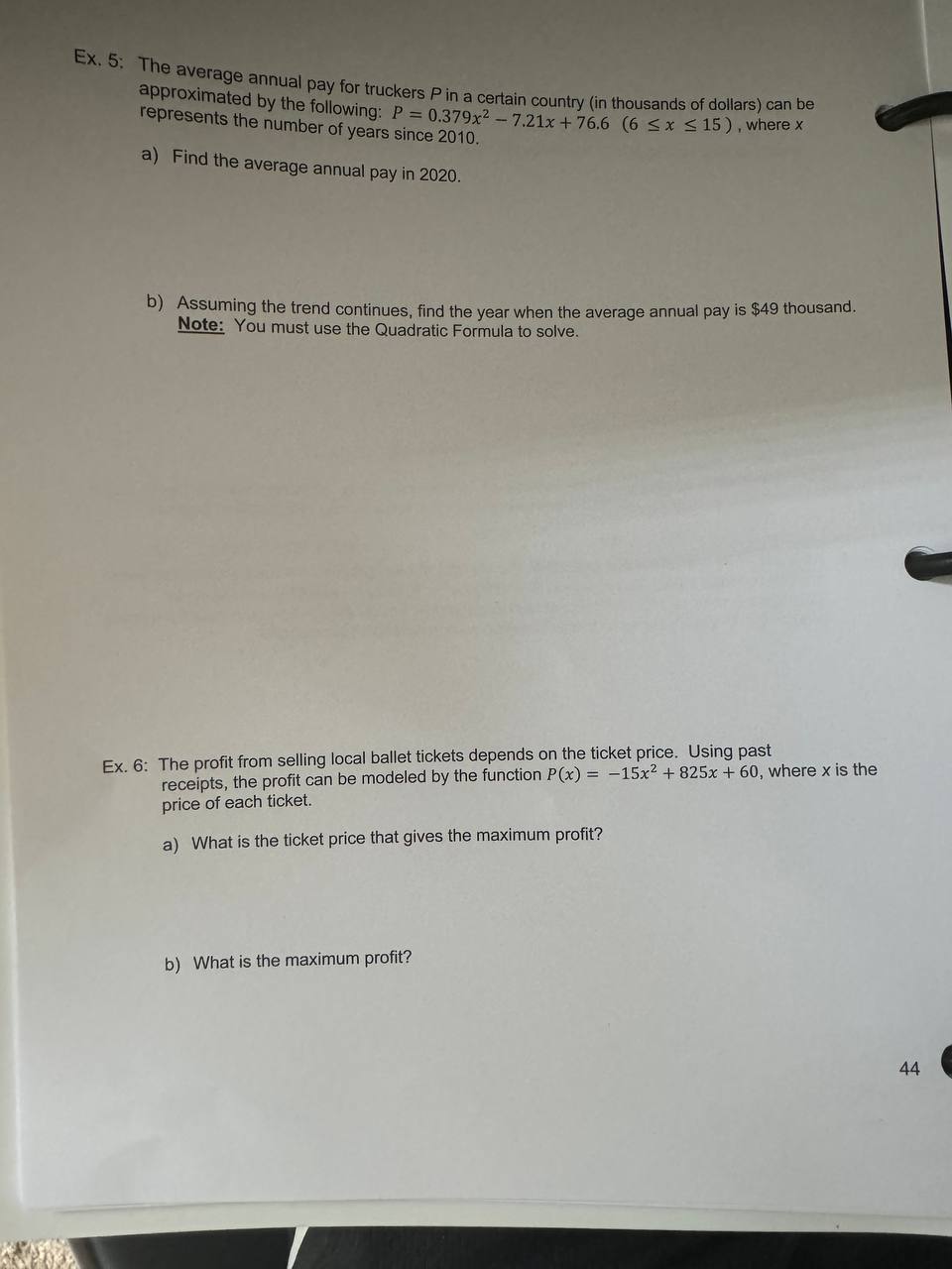 box final answer) thankyou! \fEx. 5: The average annual pay for truckers