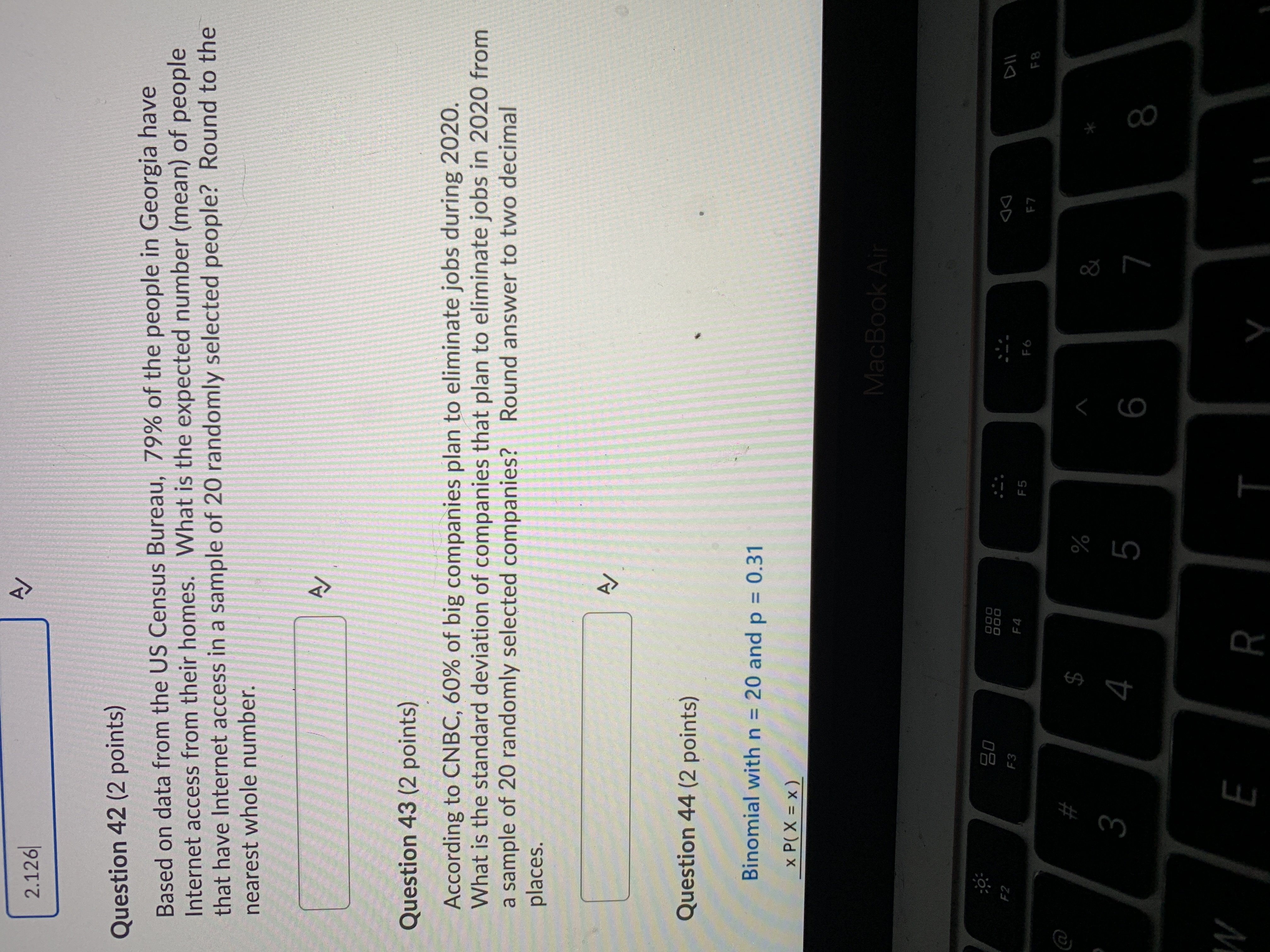 2.126 Question 42 (2 points) Based on data from the US