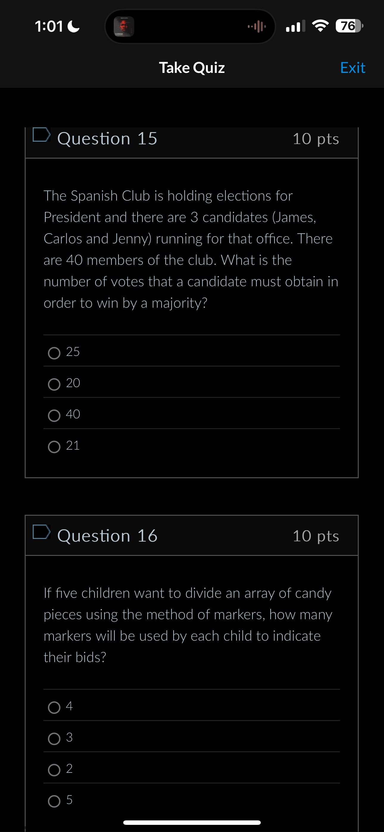 Question 4 10 pts Consider the weighted voting system [9:6, 5, 2]