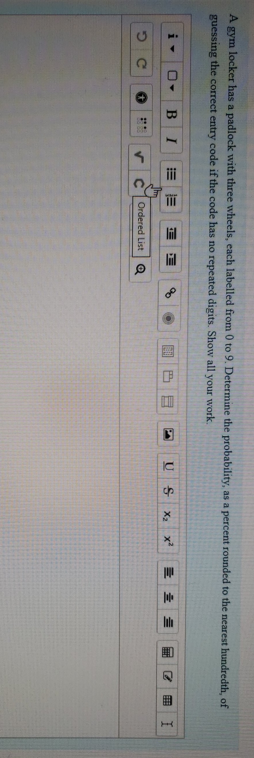 probability E X X A gym locker has a padlock with three