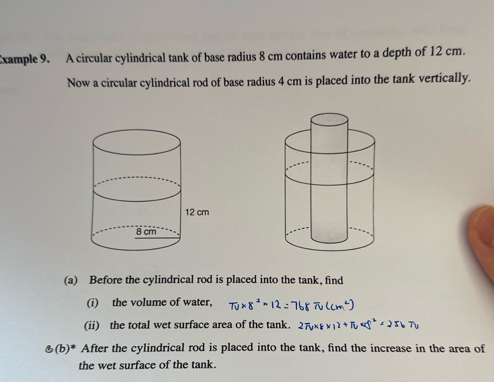 Please answer part b Example 9. A circular cylindrical tank of base