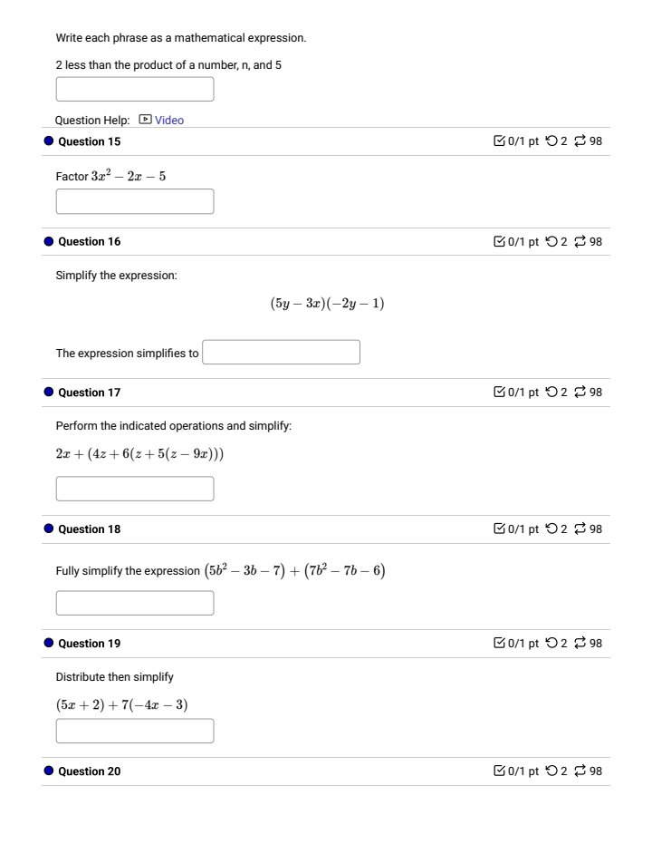 the success in this course. Read each question carefully. Be sure to