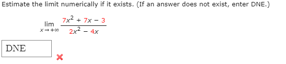 does not exist, enter DNE.) lim x- + 2x + 1 x