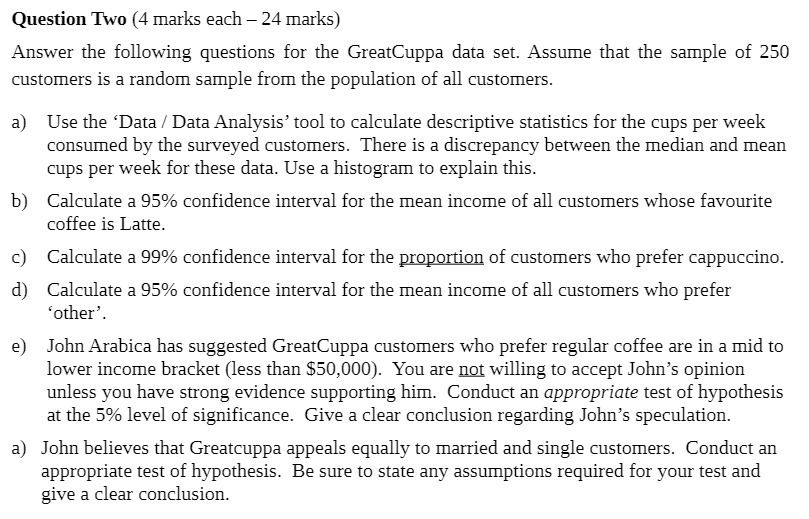  Question Two {4 marks each 24 marks] Answer the following questions