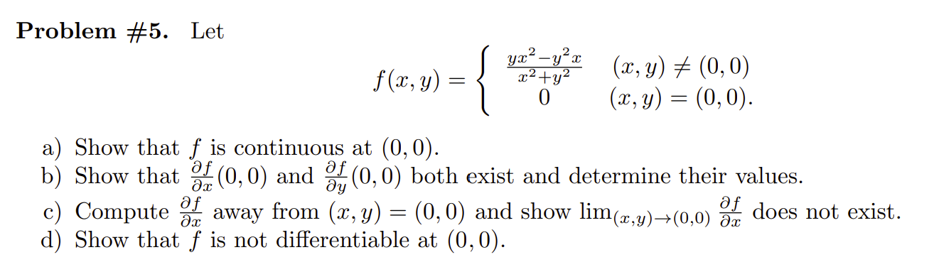  Problem #5. Let s | BT (@y) #(0,0) St { 0