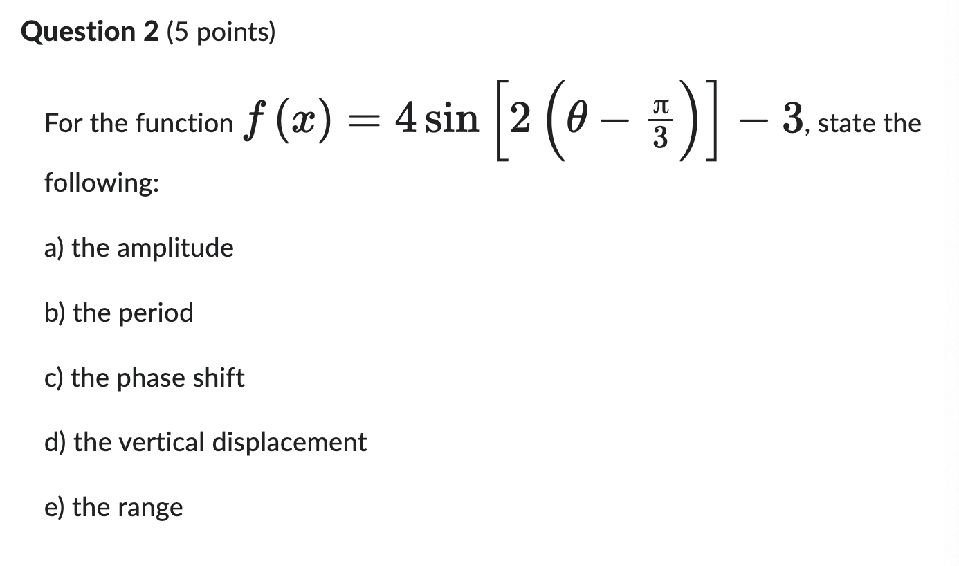 an emergency THANK YOU Question 7 (4 points) Determine the equation of