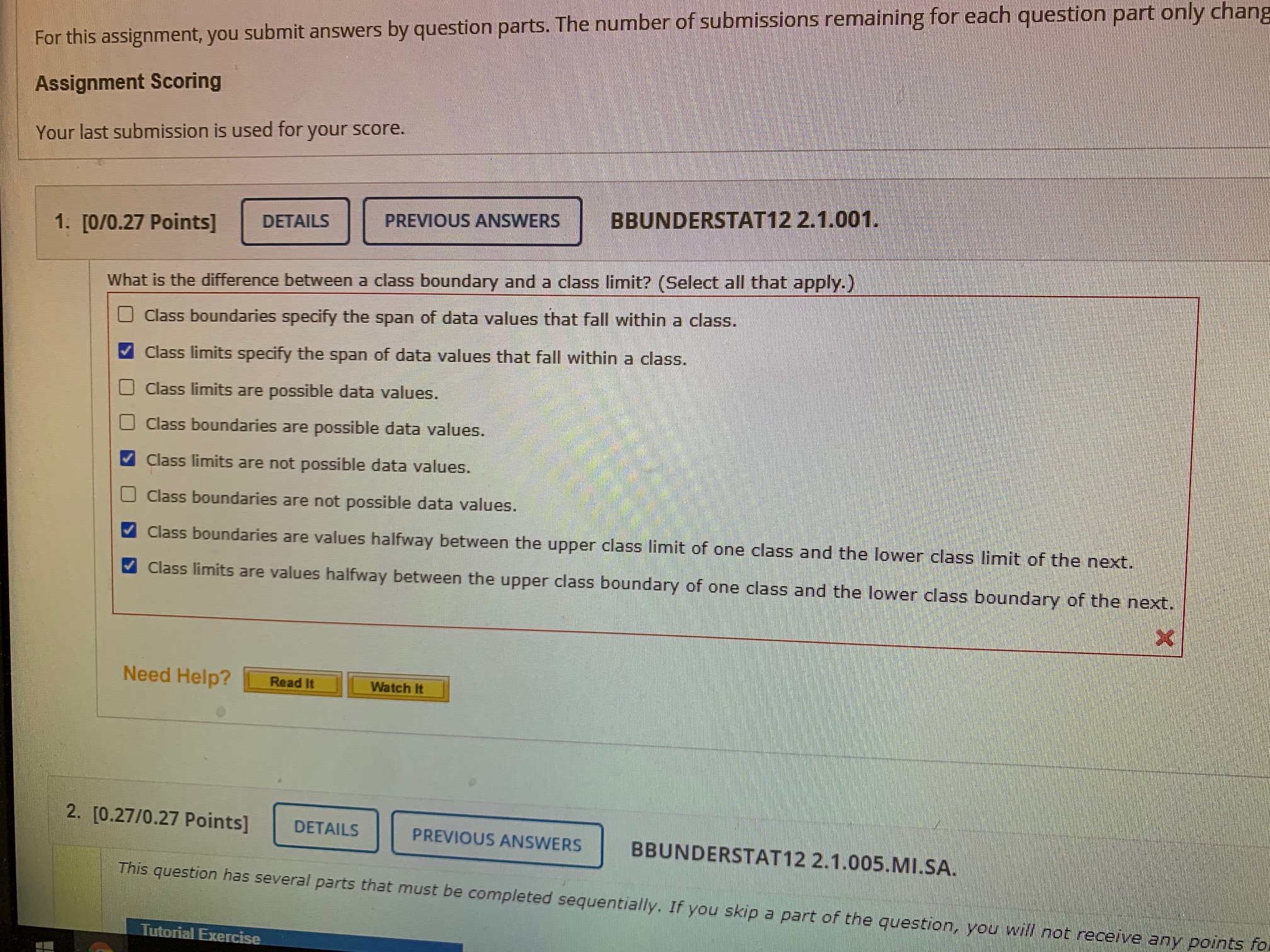 Thank you 15. [3.4/3.57 Points] DETAILS PREVIOUS ANSWERS BBUNDERSTAT12 2.3.002.MI. MY NOTES