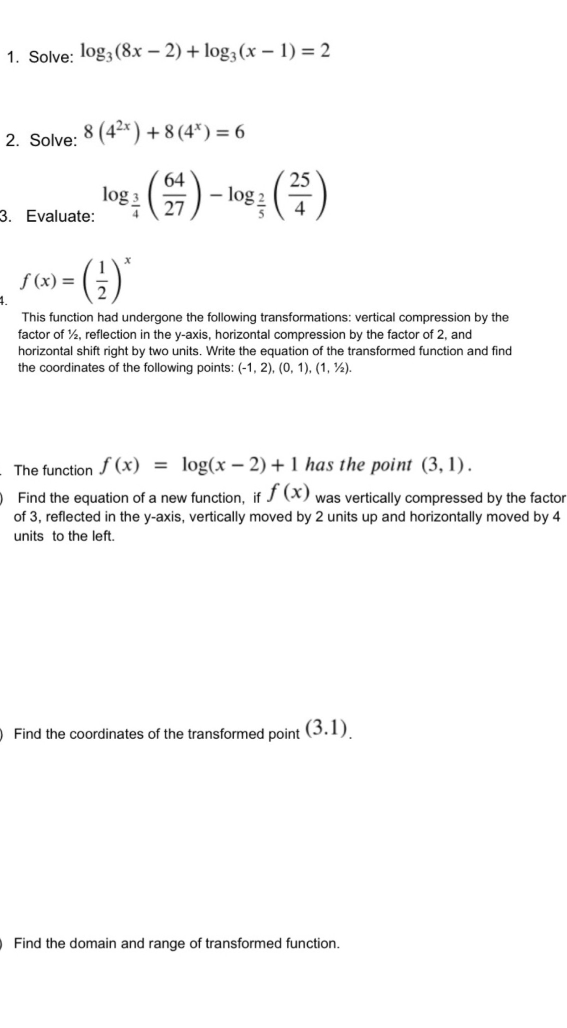 solve questions 1-5a)b) using grade 12 methods . Solve: . Solve: 1023(8x