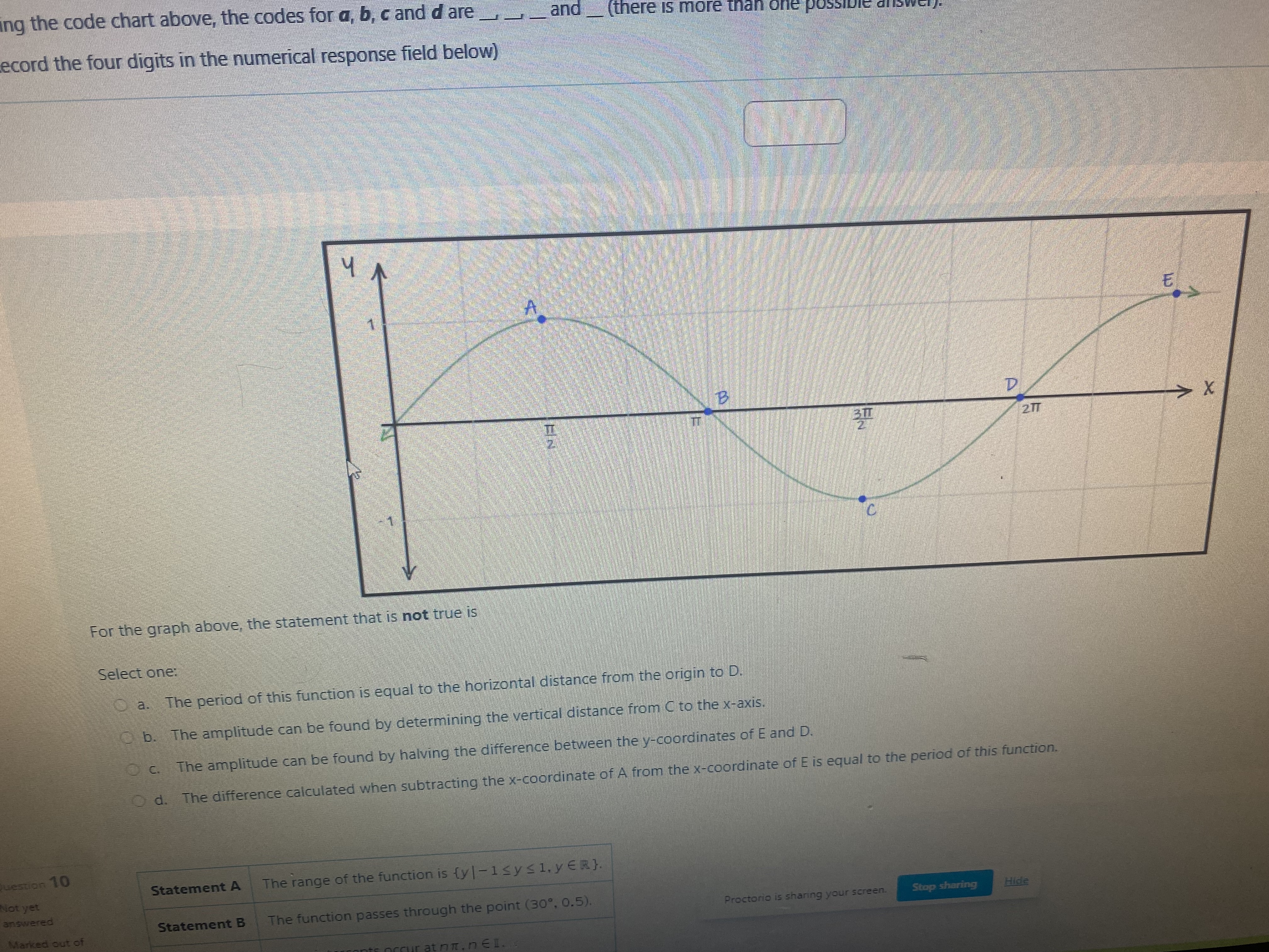 ing the code chart above, the codes for a, b, c