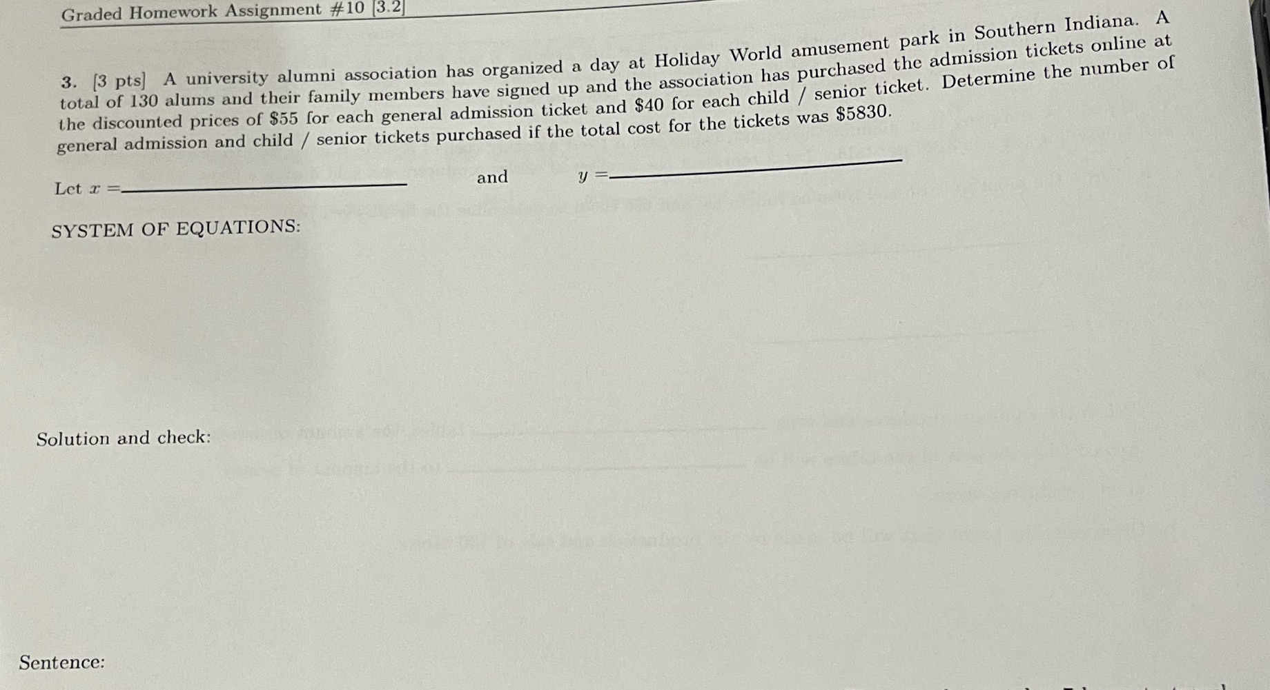 Show all steps Graded Homework Assignment #10 [3.2] 3. [3 pts] A