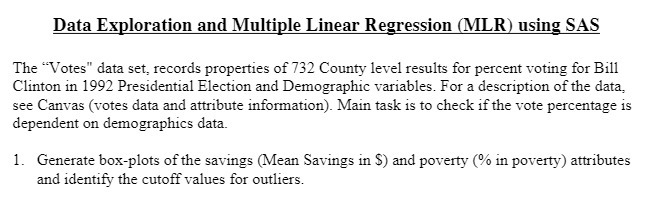 Data Exploration and Multiple Linear Regression (MLR) using SAS The "Votes"