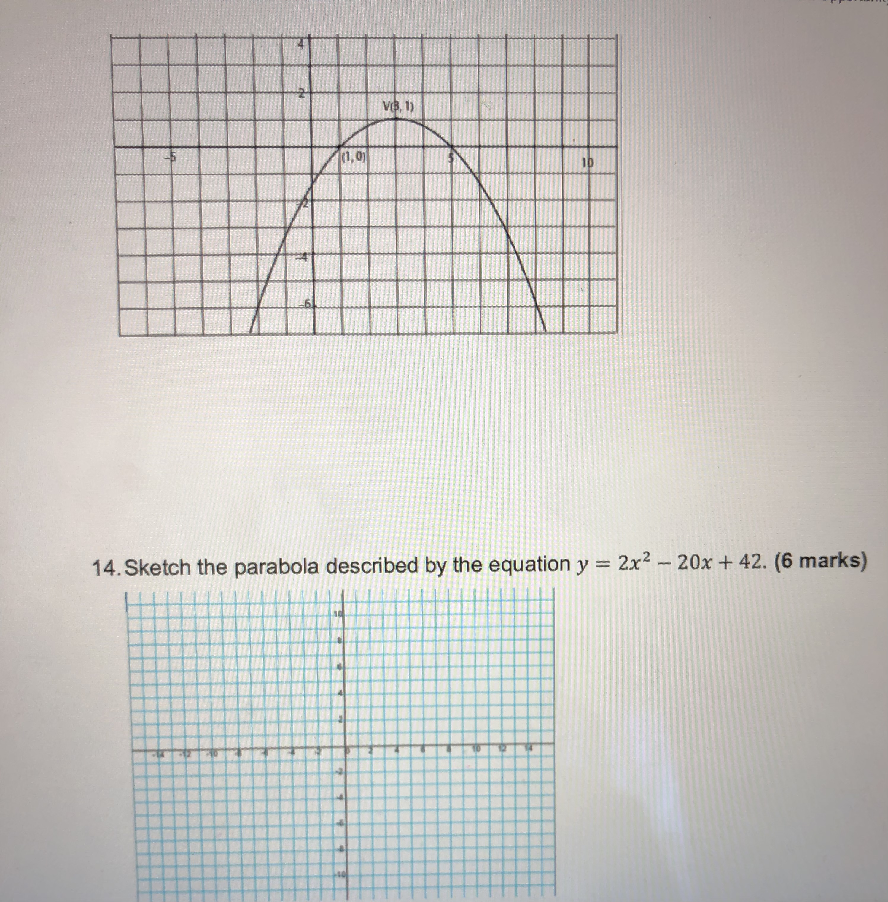 (2 marks) b) y = x2 - 6x - 27 (3 marks)