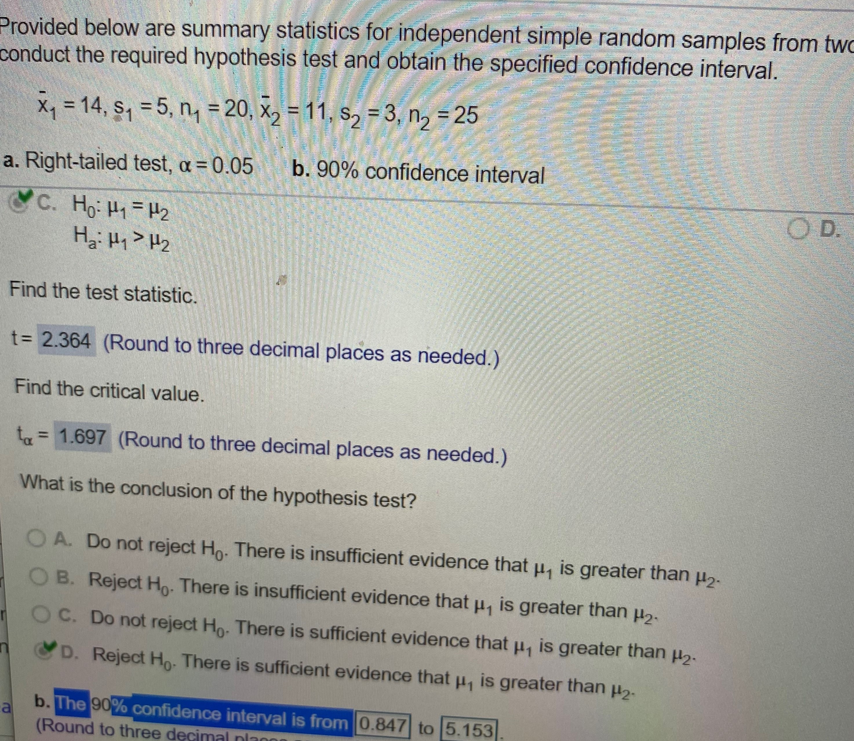 i'm having difficulties finding the critical value and confidence interval Provided below