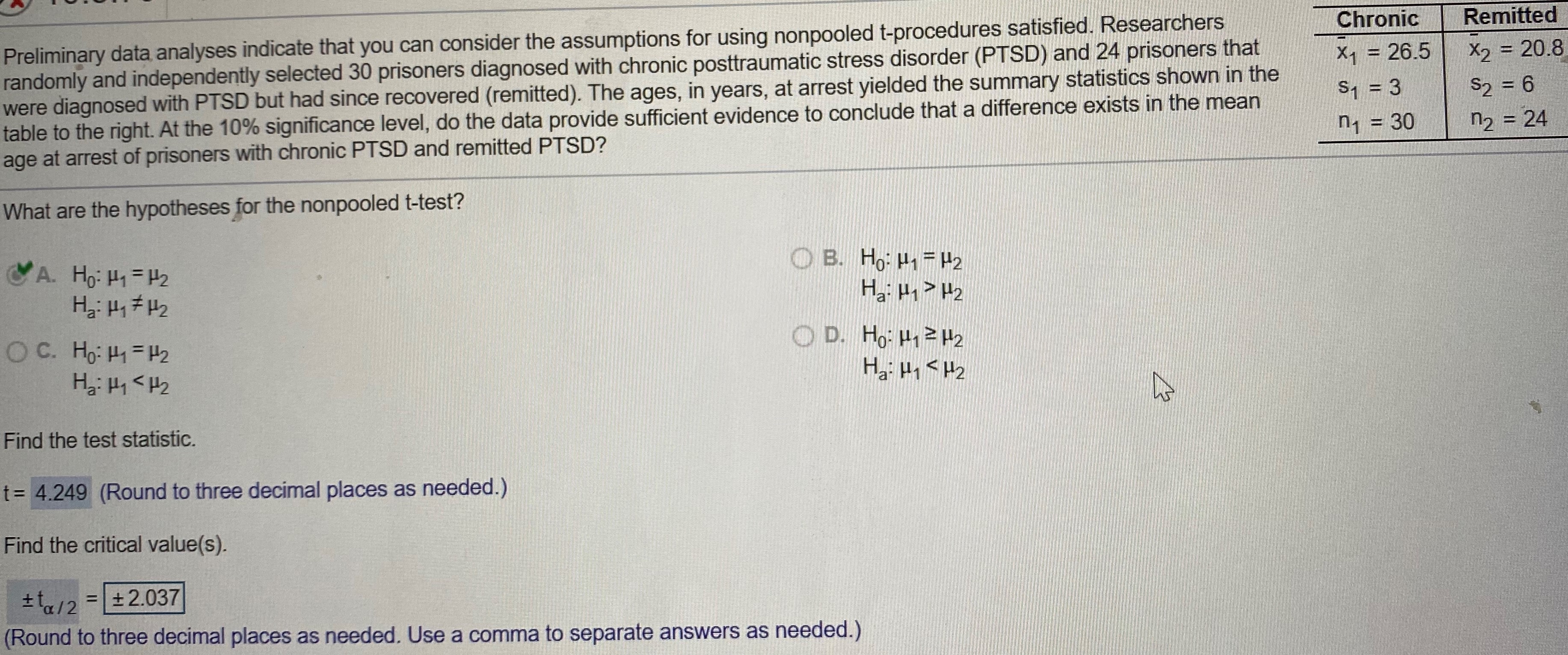 s, = 5, n, = 20, X, $2 - 3, n2 =